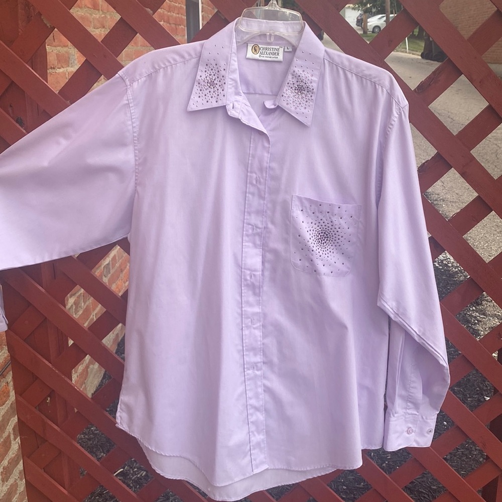 Christine Alexander crystal shirt in pale lavender